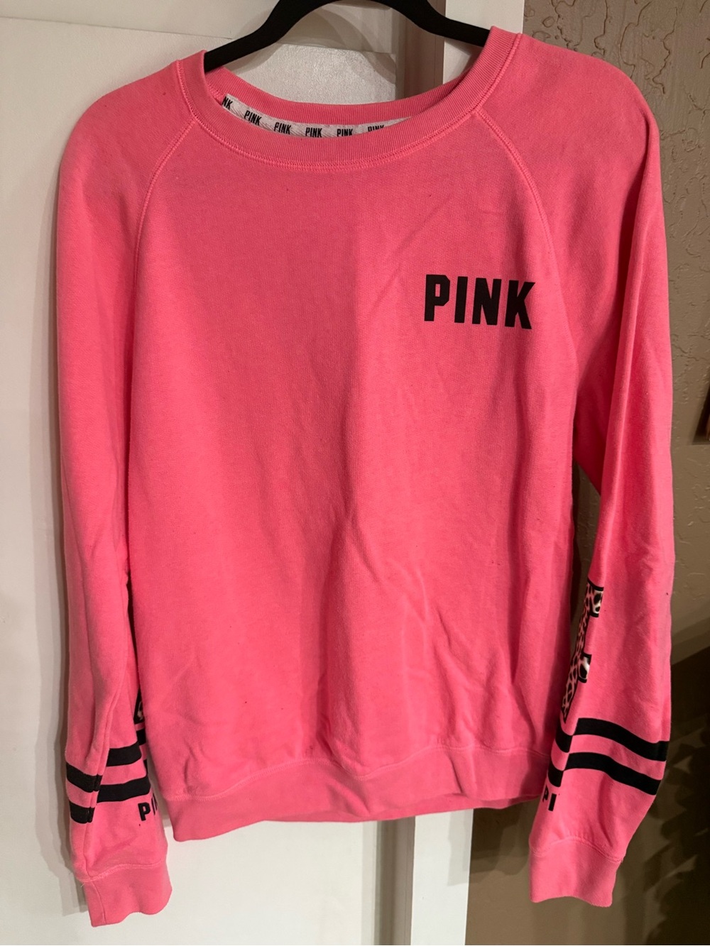 PINK Victoria's Secret Neon Pink Logo Crewneck Sweatshirt